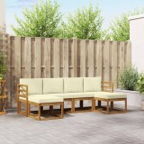 vidaXL Set de canapele de exterior 6 pcs Natural și Crem Lemn compozit 3366763