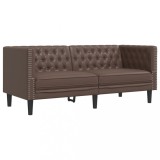 Cumpara ieftin Canapea Chesterfield cu 2 locuri, maro, piele ecologica