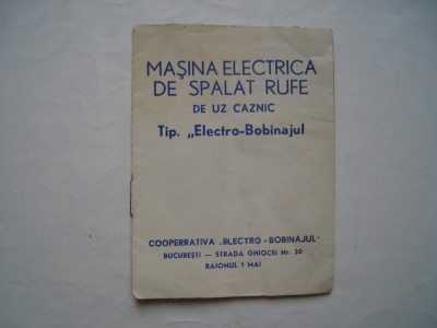 Instructiuni Masina electrica de spalat rufe de uz caznic Tip Electro-Bobinajul foto