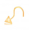 Piercing pentru nas din aur galben de 14K - piramidă mică lucioasă, curbat