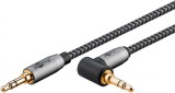 Cablu audio jack stereo 3.5mm drept/unghi 90 grade T-T 2m brodat, Goobay Plus G65279