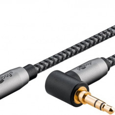 Cablu audio jack stereo 3.5mm drept/unghi 90 grade T-T 2m brodat, Goobay Plus G65279