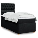 VidaXL Pat box spring cu saltea, negru, 80x200 cm, textil