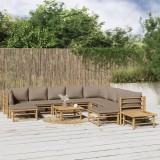 vidaXL Set mobilier de grădină cu perne gri taupe, 12 piese, bambus 3155131
