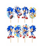Set 8 Toppere Model Sonic pentru Tort, Carton Foliat
