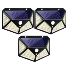 Set 3 Lampi Solare 100 LED, Senzor de Lumina si de Miscare, Buton de ON/OFF si de Setare a Intensitatii Luminii, Incarcare Solara, Indicator Protectie