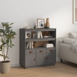 vidaXL Dulap &icirc;nalt, gri, 100x40x108,5 cm, lemn masiv de pin