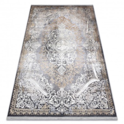 Covor LUCE 91 modern ornament vintage - structural gri / muştar, 115x170 cm foto