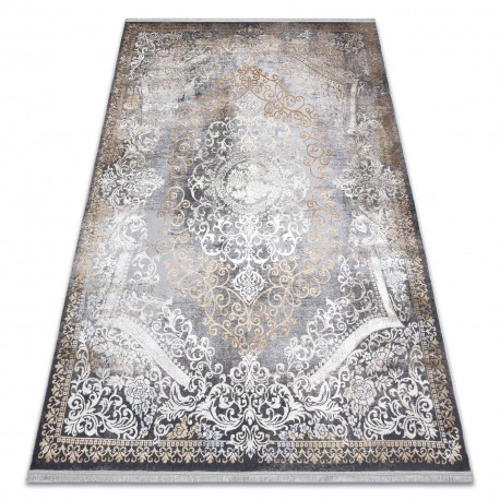 Covor LUCE 91 modern ornament vintage - structural gri / muştar, 115x170 cm