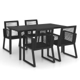 Cumpara ieftin Set mobilier de exterior, 5 piese, negru, ratan PVC