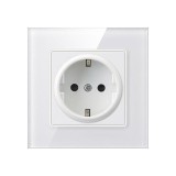 Priza Techstar&reg; Crystal TS1, Sticla Securizata, Simpla, Culoare Alb Frost, 16A, 1