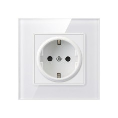 Priza Techstar&reg; Crystal TS1, Sticla Securizata, Simpla, Culoare Alb Frost, 16A
