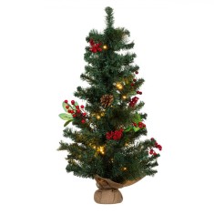 Brad de Crăciun Decorativ, Model cu 40 de LED-uri, Culoare Alb Cald, &Icirc;nălțime 90 cm, Cablu Verde, Pentru Spațiu Interior