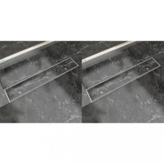 vidaXL Rigolă liniară de duș 2 buc., 630 x 140 mm, oțel inoxidabil