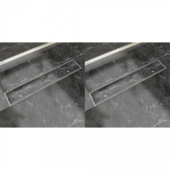 vidaXL Rigolă liniară de duș 2 buc., 630 x 140 mm, oțel inoxidabil 275948