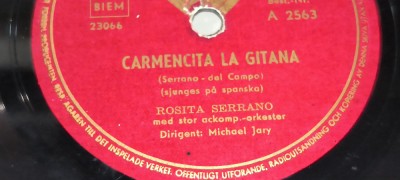 PLACA PT GRAMOFON PATEFON TELEFUNKEN CARMENCITA LA GITANA - LA PALOMA foto