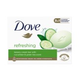 Sapun solid Dove Refreshing cu castravete &amp;amp; ceai verde, 1/4 crema hidratanta, 90 gr