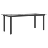 vidaXL Masă de grădină, negru, 190 x 90 x 74 cm, aluminiu și sticlă