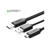 USB 2.0 A male &times;2 to Mini 5pin Male Cable-Lungime 1 Metru