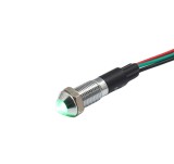 Indicator LED bicolor de panou din alama, 8mm, 3 fire 20cm, 2 culori rosu+verde, 12-24V DC, IP65, FL1M-08SW-1-D