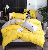 Cumpara ieftin Lenjerie De Pat Sola Xc092, Bumbac, 4 Piese, Cu Elastic, Galben