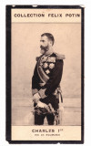 Cumpara ieftin ✅Cartonas 1900 &quot;Regele Carol I&quot; 76x44 mm foto heliogravura , colectia Felix Potin . Pret realizat in 2023 de case de licitatii 100 Euro ., Istorice, Cerneala, Realism