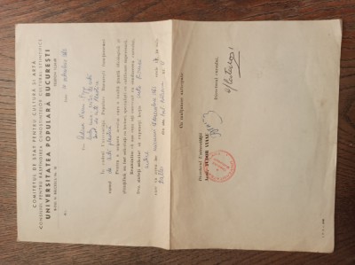 TUDOR VIANU - H.CATARGI- DOCUMENT SEMNAT OLOGRAF DE AMANDOI foto
