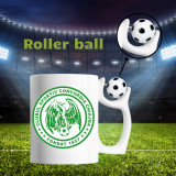 Cană cu minge fotbal &bdquo;Clubul sportiv Concordia Chiajna&rdquo;, v1, sport, fotbal, suporter, alba, 330 ml, Simple