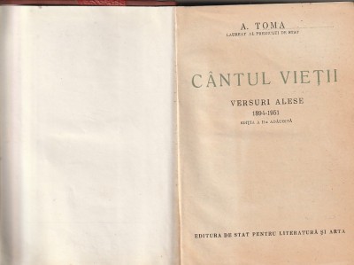 A. TOMA - CANTUL VIETII ( EDITIA A II-A RELEGATA ) foto