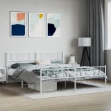 Cumpara ieftin Cadru de pat metalic cu tablie de cap/picioare, alb, 180x200 cm