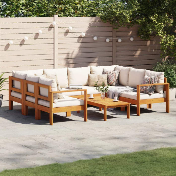 vidaXL Set de canapele de grădină cu perne, 6 piese, lemn masiv acacia