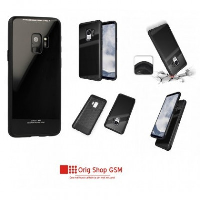 Husa Silicon GLASS Samsung A605 Galaxy A6 Plus Negru foto