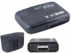 Mini Cititor de Carduri All-in-One, USB 2.0, negru foto