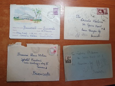 lot 4 - 4 plicuri circulate prin posta -in toate sunt si scrisori-anii &amp;#039;50- &amp;#039;60 foto