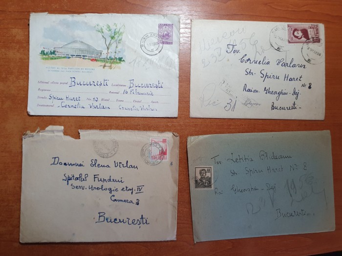 lot 4 - 4 plicuri circulate prin posta -in toate sunt si scrisori-anii &#039;50- &#039;60