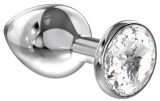 LOLA, Plug anal mare din argint Diamond Clear Sparkle Large cu cristal transparent - 8 cm