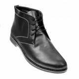 Ghete barbati casual, elegante din piele naturala imblanite, negru - BONDN