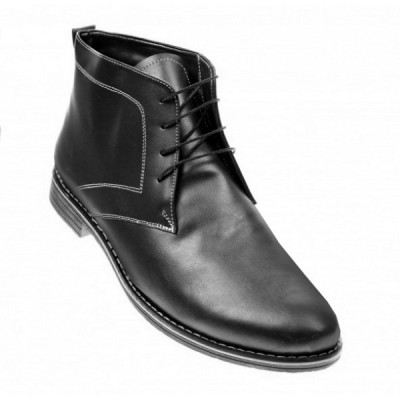 Ghete barbati casual, elegante din piele naturala imblanite, negru - BONDN foto