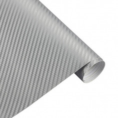 Rola Folie carbon 4D Argintiu, 10x1,5m cu tehnologie de eliminare a bulelor de aer foto