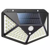 Lampa solara de perete DEPOX&reg;, Bright Night, 100 LEDuri, senzor de miscare, plastic, negru