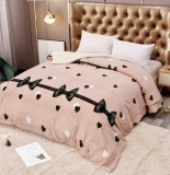 Cumpara ieftin Patura cocolino groasa cu blanita alba 200x230cm,doua fete,roz pudra cu fundite - F106