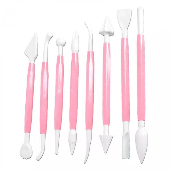 Set 8 spatule pentru decorarea prajiturilor, Gonga&reg; Roz
