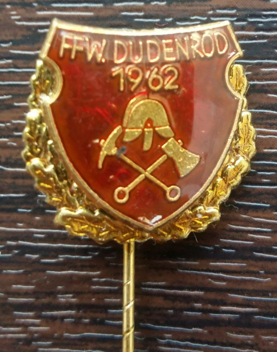 INSIGNA (PIN) GERMANIA DE POMPIERI - FFW. DUDENROD 1962
