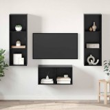 Set dulap TV Stejar negru 37 x 37 x 107 cm Lemn compozit
