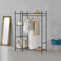 Dulap haine cu 4 rafturi 75 Kg negru 150 x 110 x 40 cm [en.casa] HausGarden Leisure foto