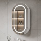Oglinda LED ovala cu dulap 50x80 cm, dezaburire si lumina reglabila