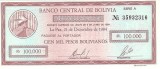 Bolivia 100000 Pesos Bolivianos 1984 (Cheque de Gerencia) P-188 UNC !!! (necirculata)