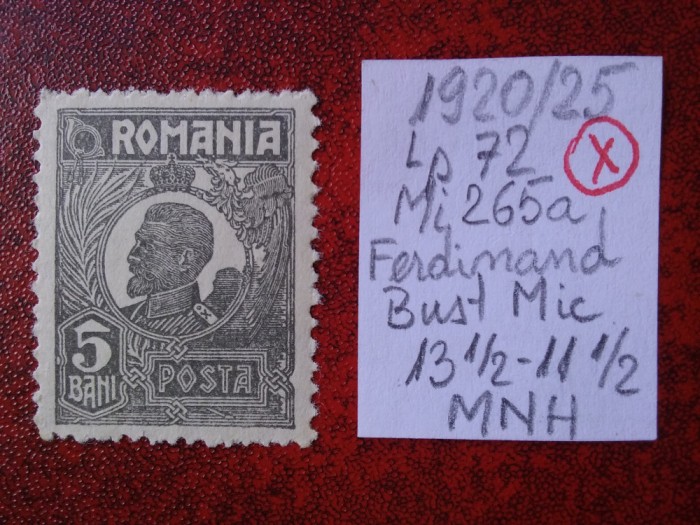 1920- Romania- Ferd. b. mic Mi265a-MNH