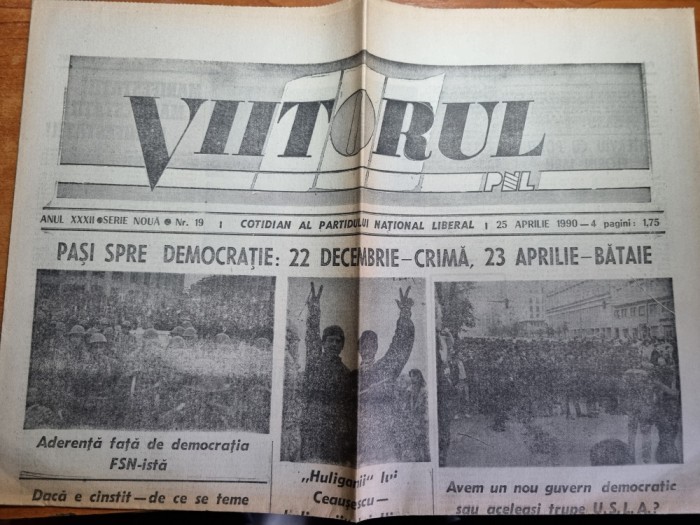 ziarul viitorul 25 aprilie 1990-miting in universitatii