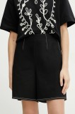MM pantaloni scurți femei, culoarea negru, uni, high waist, 2516781018600